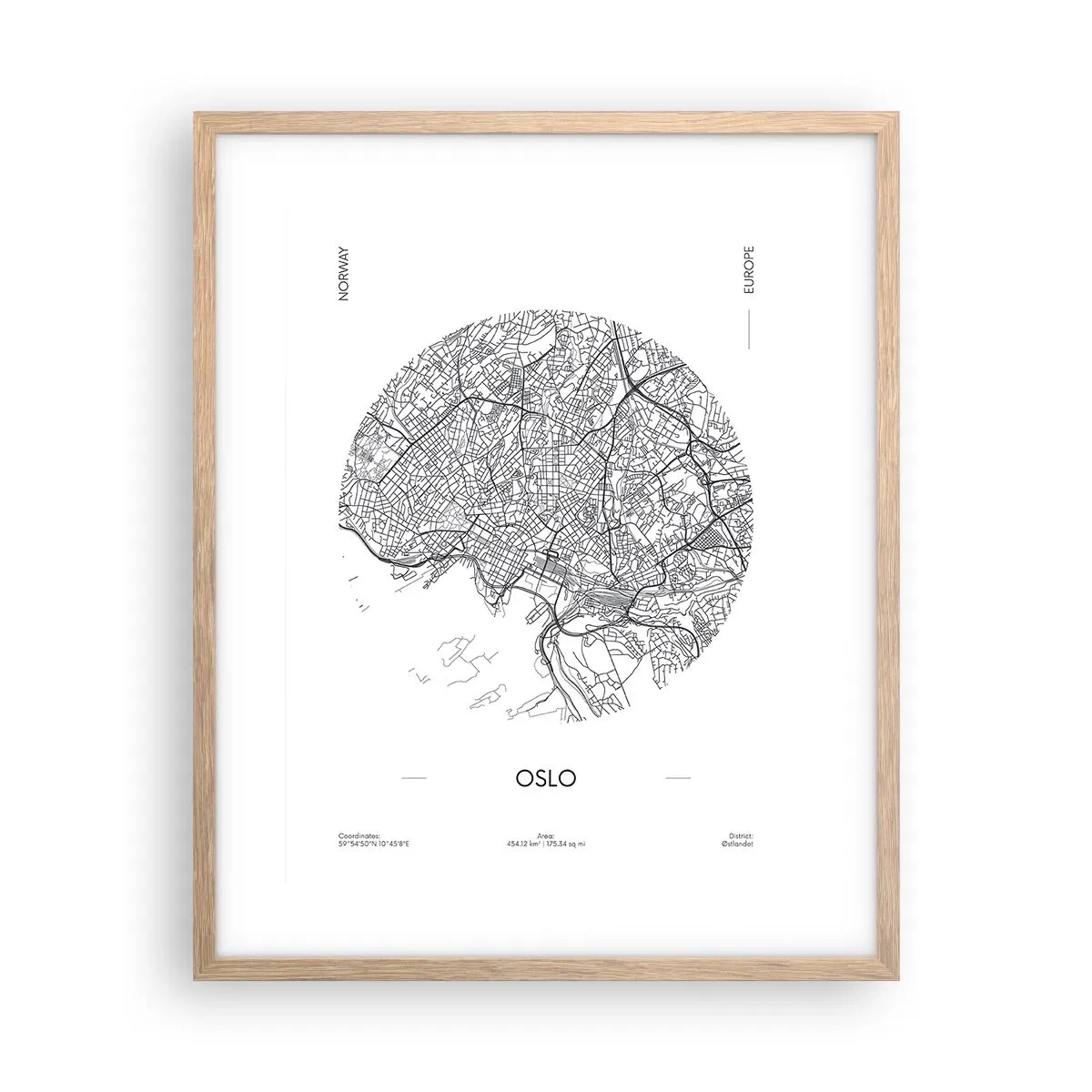 Affiche dans un chêne clair - Poster - Anatomie d’Oslo - 40x50 cm