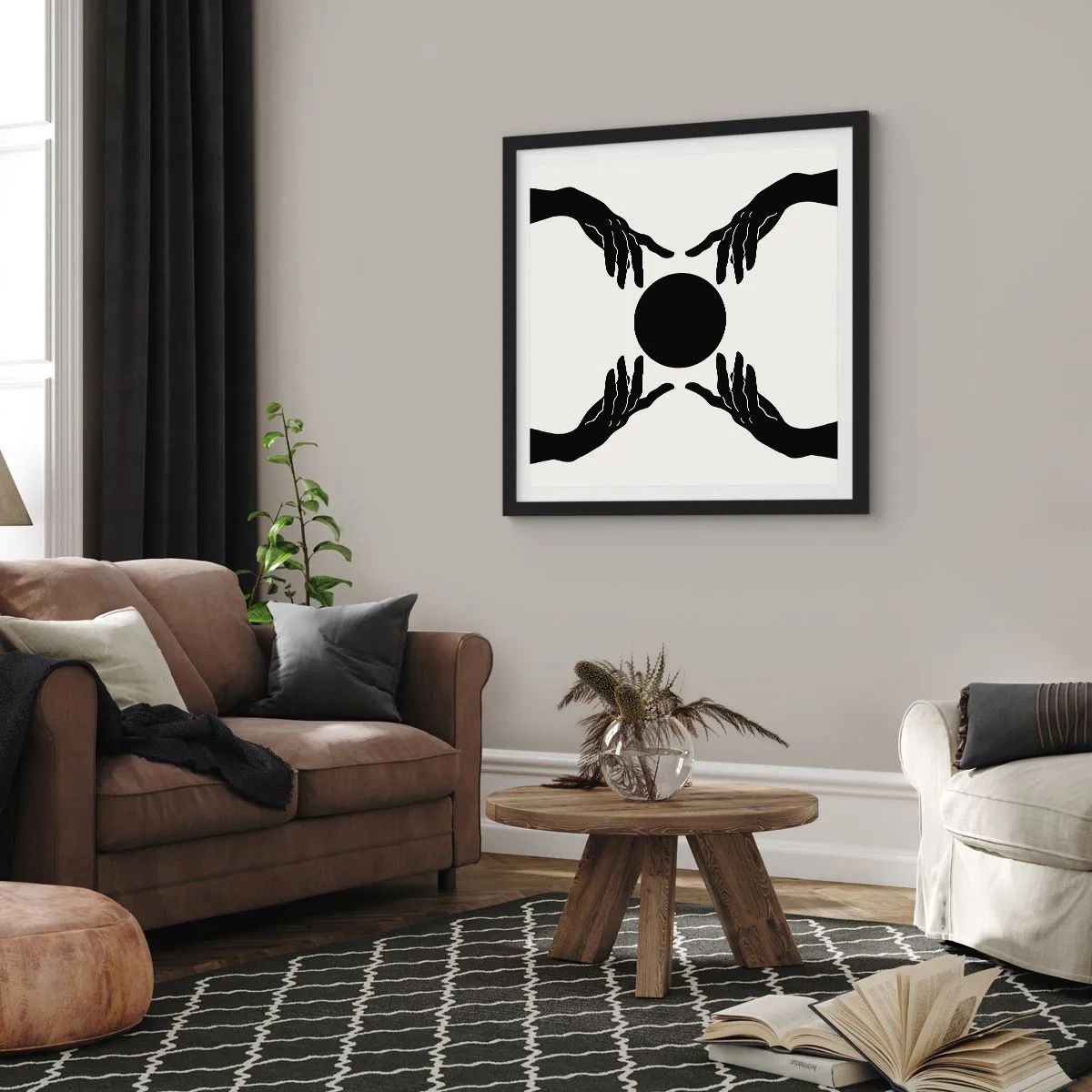 Affiche dans un cadre noir - Poster - Signe secret - 60x60 cm