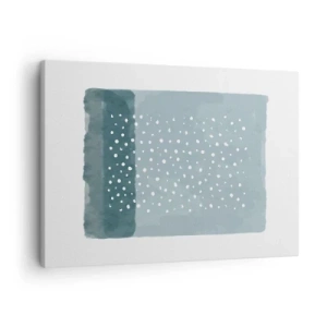 Impression sur toile - Image sur toile - Une peinture minimaliste dans des tons de bleu avec des pois - 70x50cm - Évolution de bleus - Décoration murale moderne pour le salon et la chambre ARTTOR