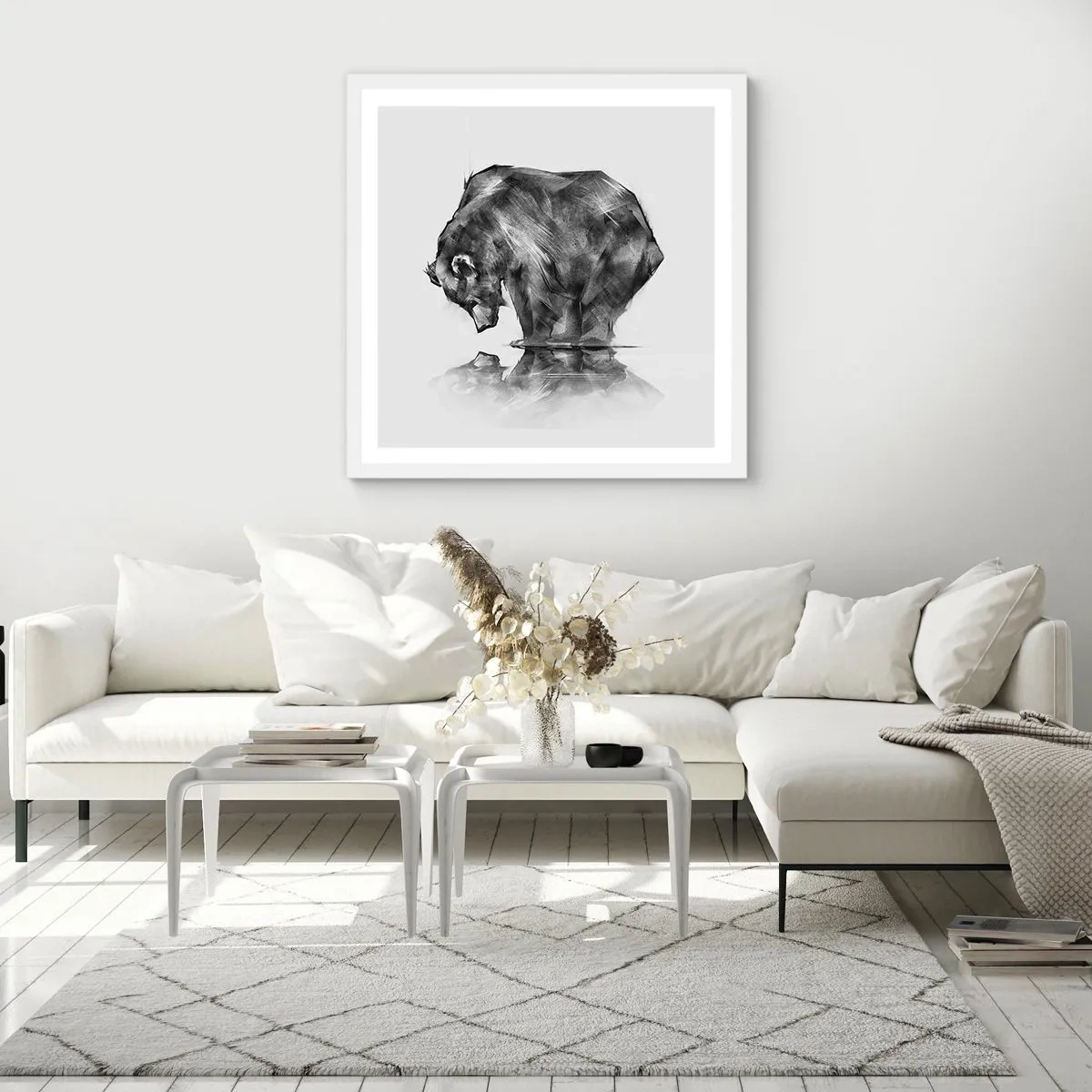 Affiche dans un cadre blanc - Poster - Ravi de rencontrer quelqu'un de proche - 60x60 cm