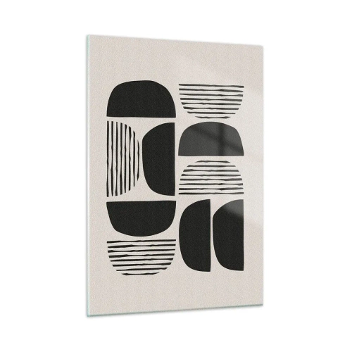 Impression sur verre - Image sur verre - Composition abstraite de formes géométriques avec des lignes - 50x70cm - Offres sans enthousiasme - Décoration murale moderne pour le salon et la chambre ARTTOR