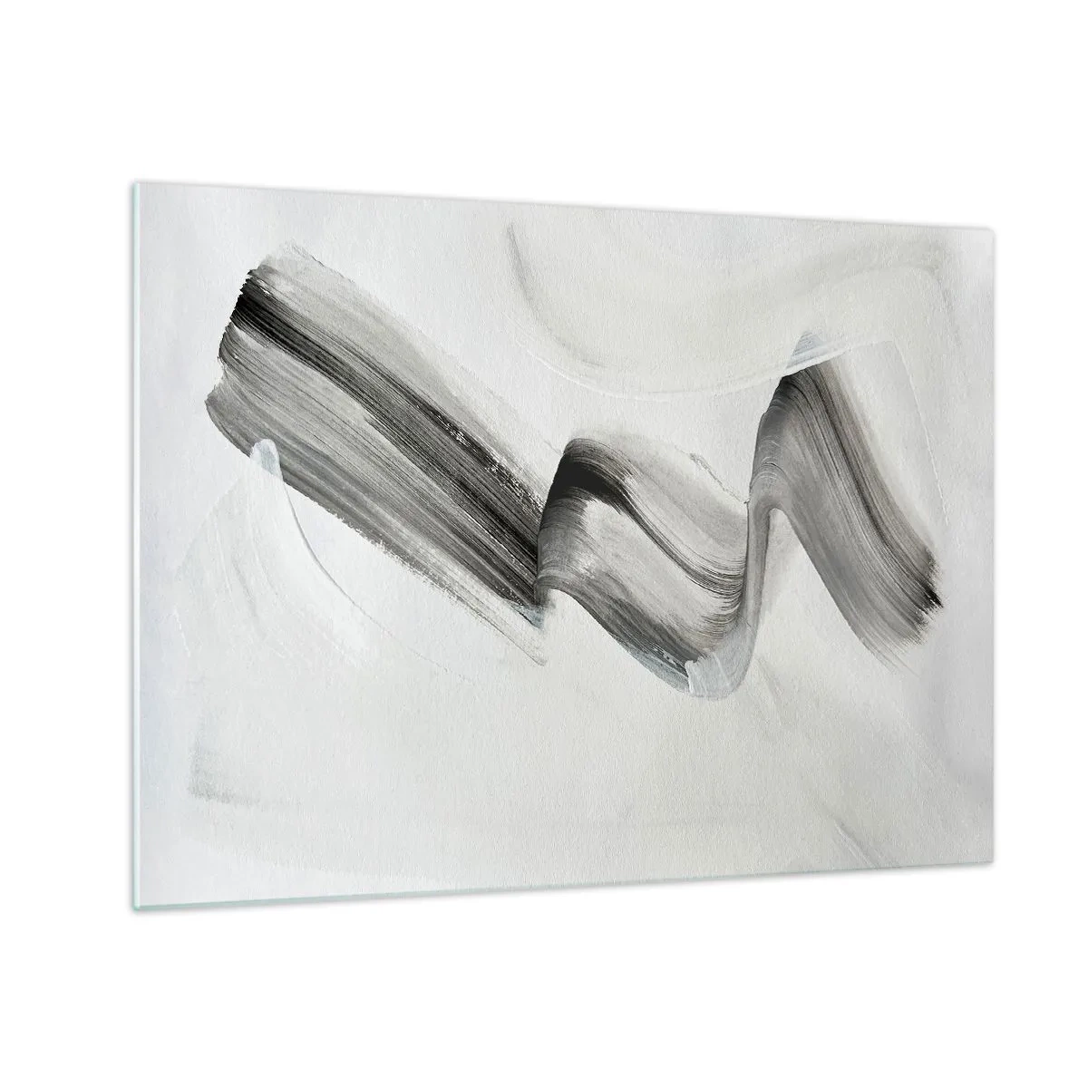 Impression sur verre - Image sur verre - Coup de pinceau abstrait gris sur fond clair - 70x50cm - Mine de rien pour s'amuser - Décoration murale moderne pour le salon et la chambre ARTTOR