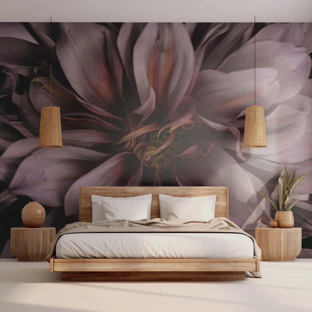 Papier Peint Photo Premium Sand - Un coeur fleuri - Bouquet de fleurs, Dahlia, Fleur - 350x256 cm