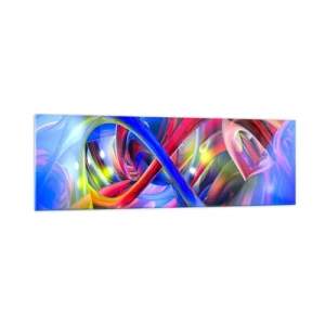 Impression sur verre - Image sur verre - Compositions géométriques abstraites et colorées aux formes dynamiques - 160x50cm - La danse des nuances - Décoration murale moderne pour le salon et la chambre ARTTOR