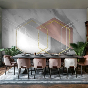 Papier Peint Photo Standard Eco - Composition en chaîne - Abstraction, Morceau, Hexagone - 150x105 cm