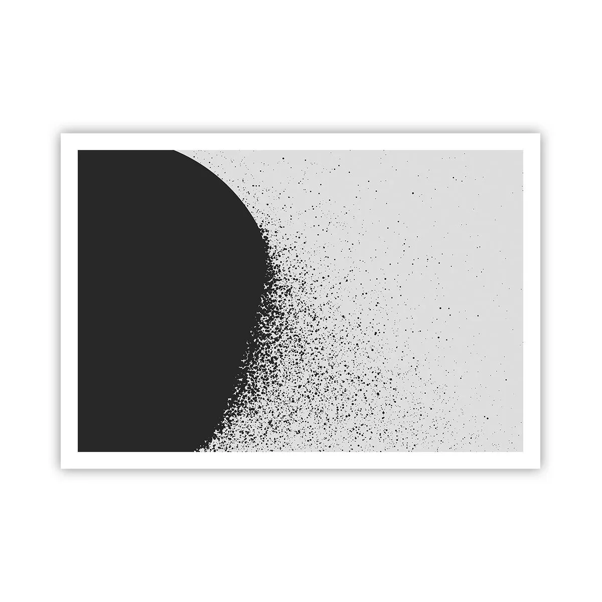 Affiche - Poster - Motif abstrait avec des particules noires sur un fond clair - 100x70cm - Mouvement des molécules - Décoration murale moderne pour le salon et la chambre ARTTOR
