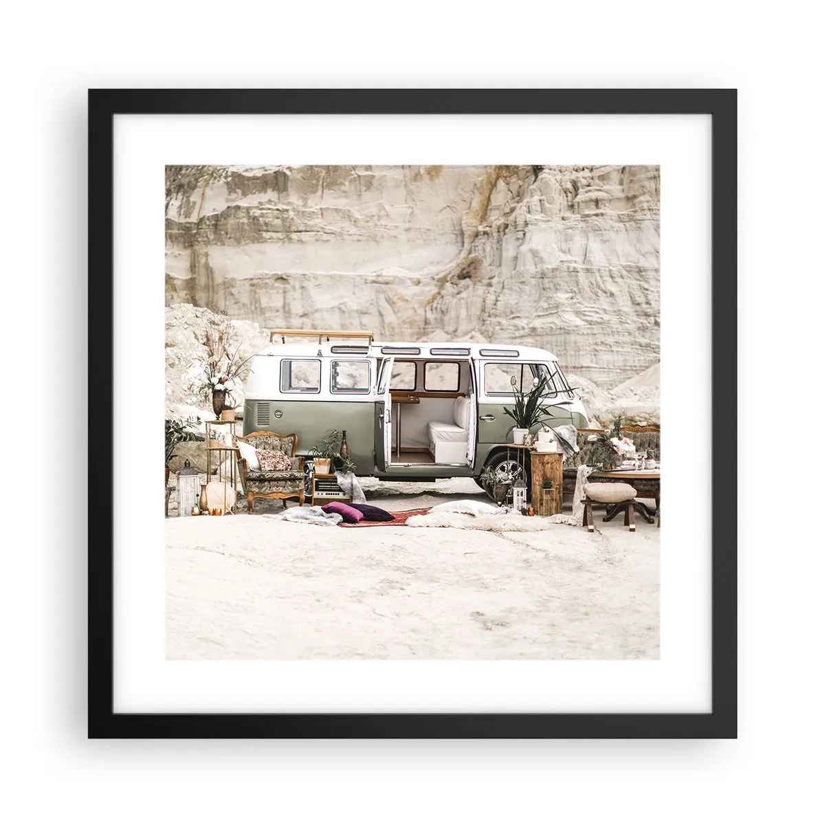 Affiche dans un cadre noir - Poster - Il est temps de commencer le voyage - 40x40 cm