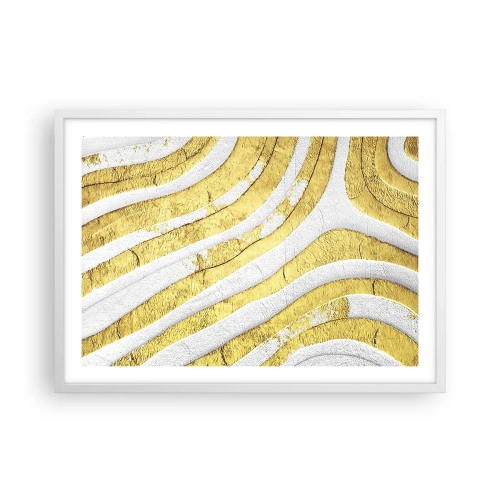 Affiche dans un cadre blanc - Poster - Composition en blanc et or - 70x50 cm