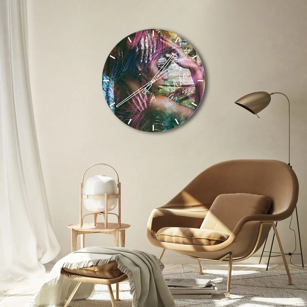 Horloge murale - Pendule murale - Dame Nature dans la jungle - 30x30 cm