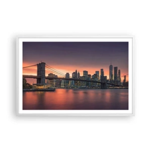 Affiche dans un cadre blanc - Poster - Immergé dans le silence lilas - 91x61 cm