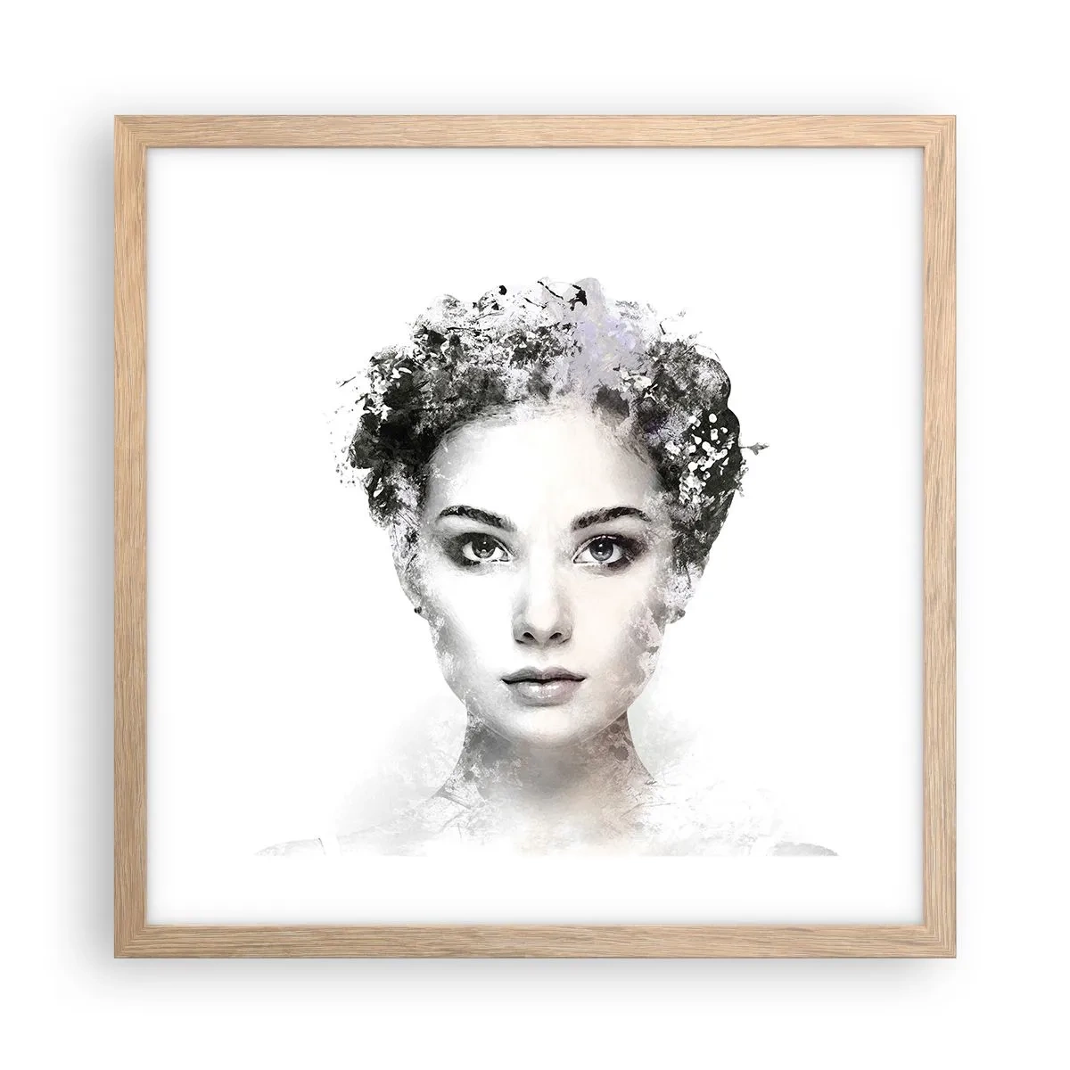 Affiche dans un chêne clair - Poster - Un portrait extrêmement stylé - 40x40 cm