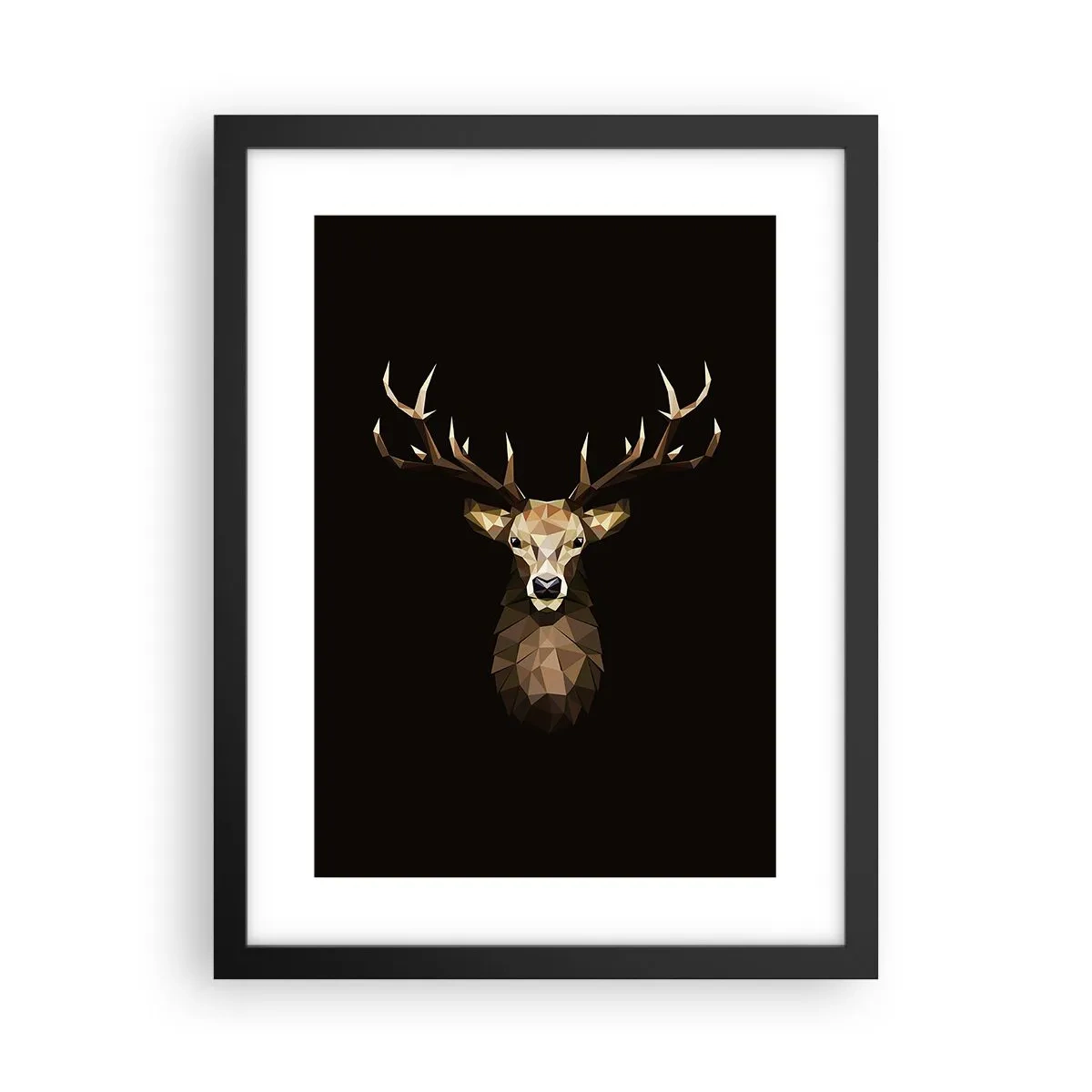 Affiche dans un cadre noir - Poster - Cerf cubique - 30x40 cm