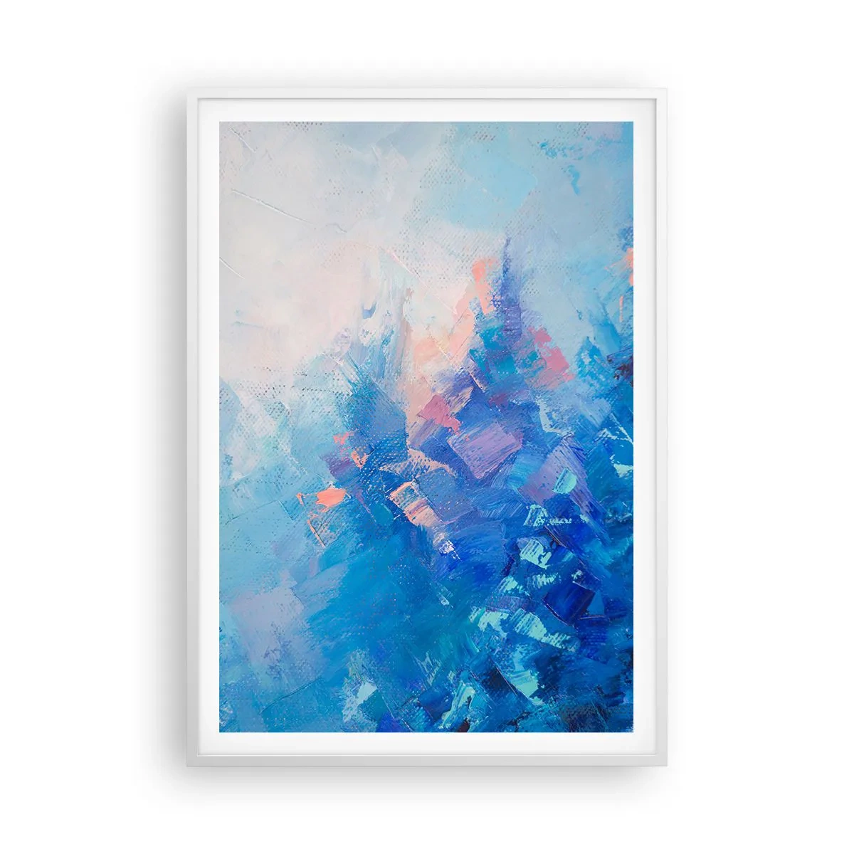 Affiche dans un cadre blanc - Poster - Abstraction hivernale - 70x100 cm
