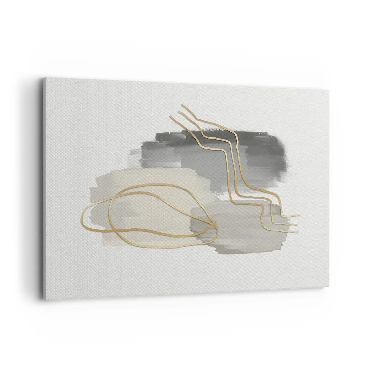 Impression sur toile - Image sur toile - Lignes dorées abstraites sur fond gris - 120x80cm - Durée et mouvement - Décoration murale moderne pour le salon et la chambre ARTTOR