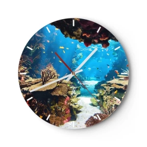 Horloge murale - Pendule murale - Monde sous-marin avec des poissons et des coraux colorés - 30x30cm - Tu ne l'as même pas rêvé - Décoration murale moderne pour le salon, la cuisine et la chambre ARTTOR
