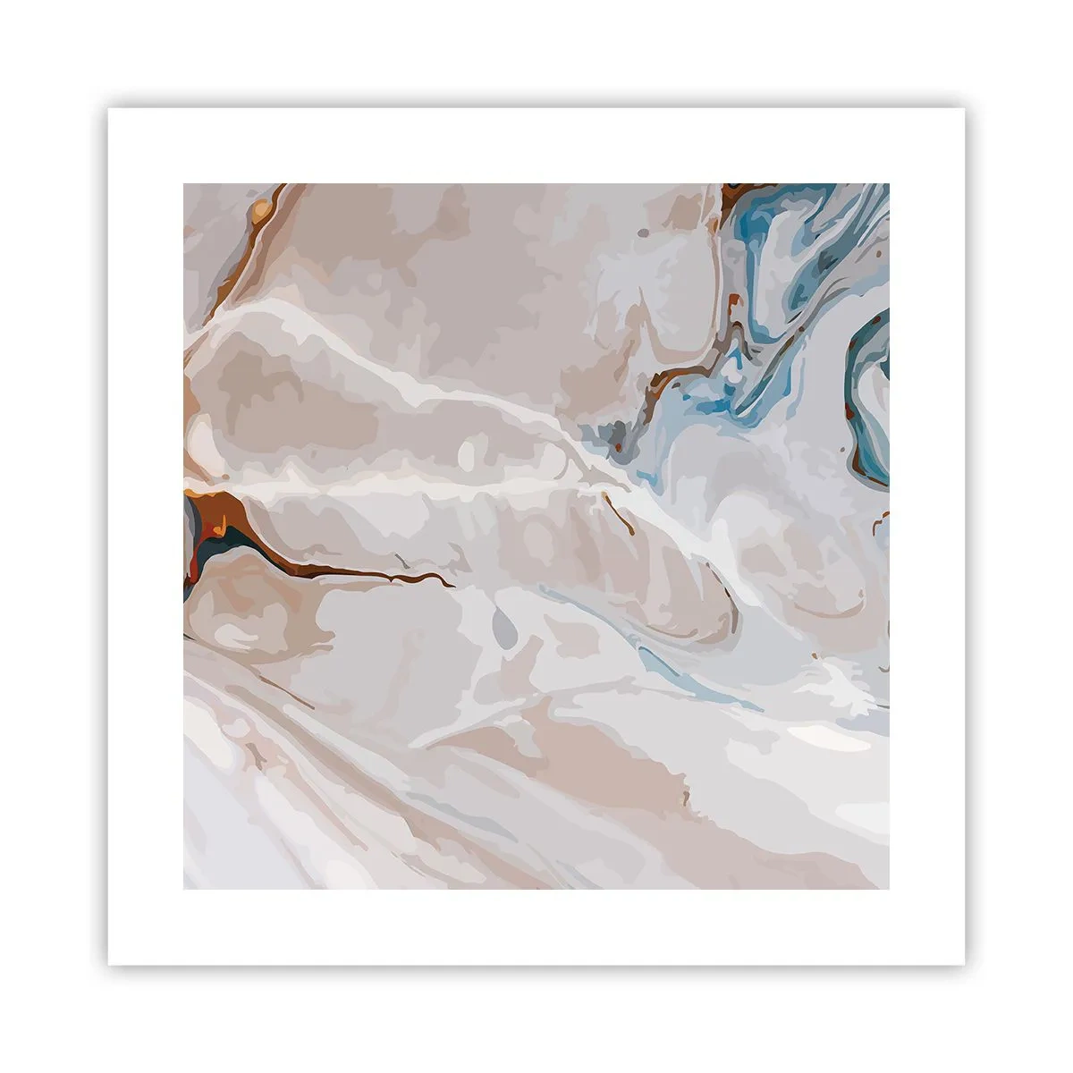 Affiche - Poster - Le bleu serpente sous le blanc - 40x40 cm