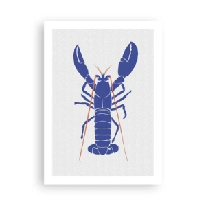 Affiche - Poster - Graphique de homard à contraste élevé dans un style minimaliste - 50x70cm - Homard exquis en bleu marine - Décoration murale moderne pour le salon et la chambre ARTTOR