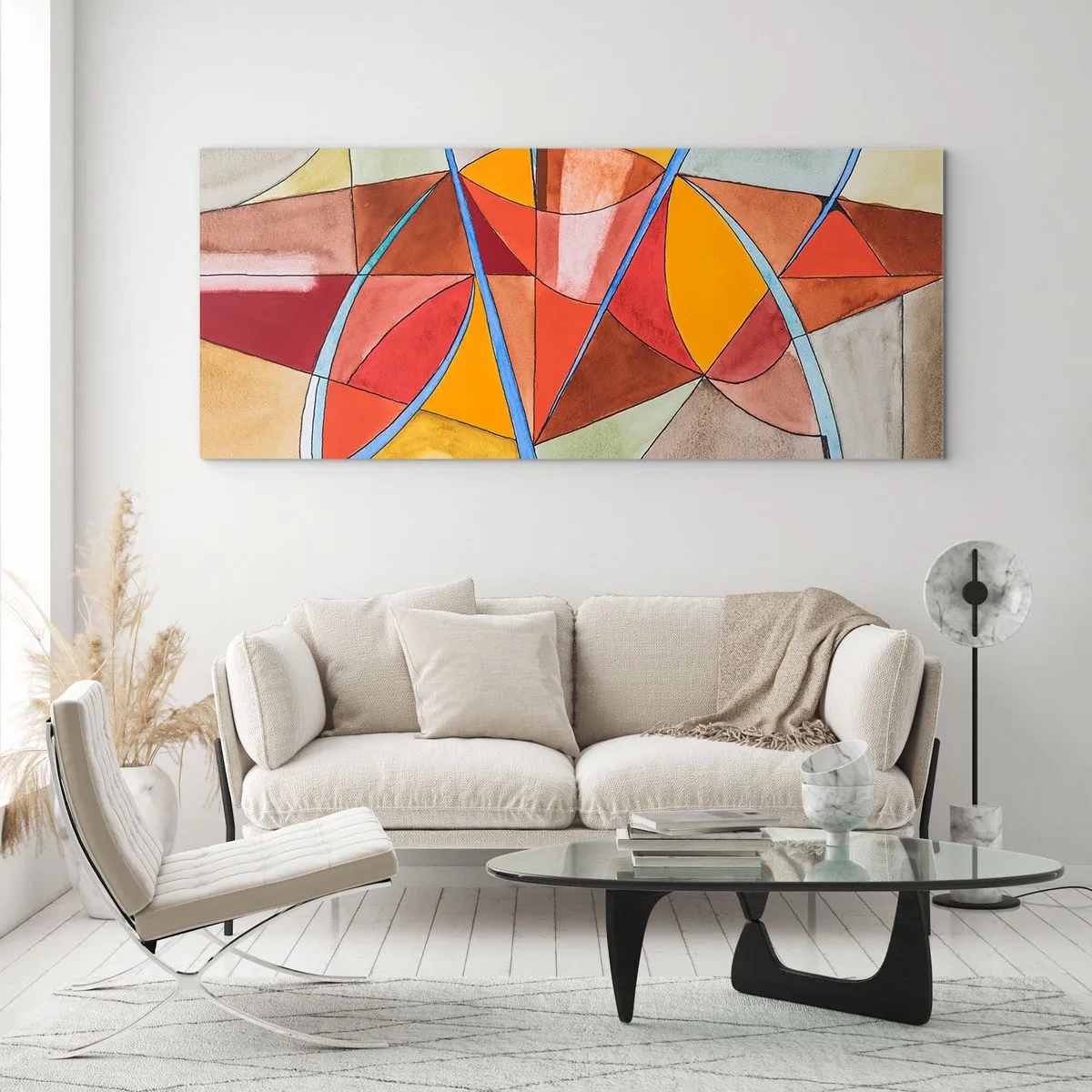 Impression sur verre - Image sur verre - Une composition abstraite aux couleurs géométriques vives. - 120x50cm - Le carrousel, le carrousel des rêves - Décoration murale moderne pour le salon et la chambre ARTTOR