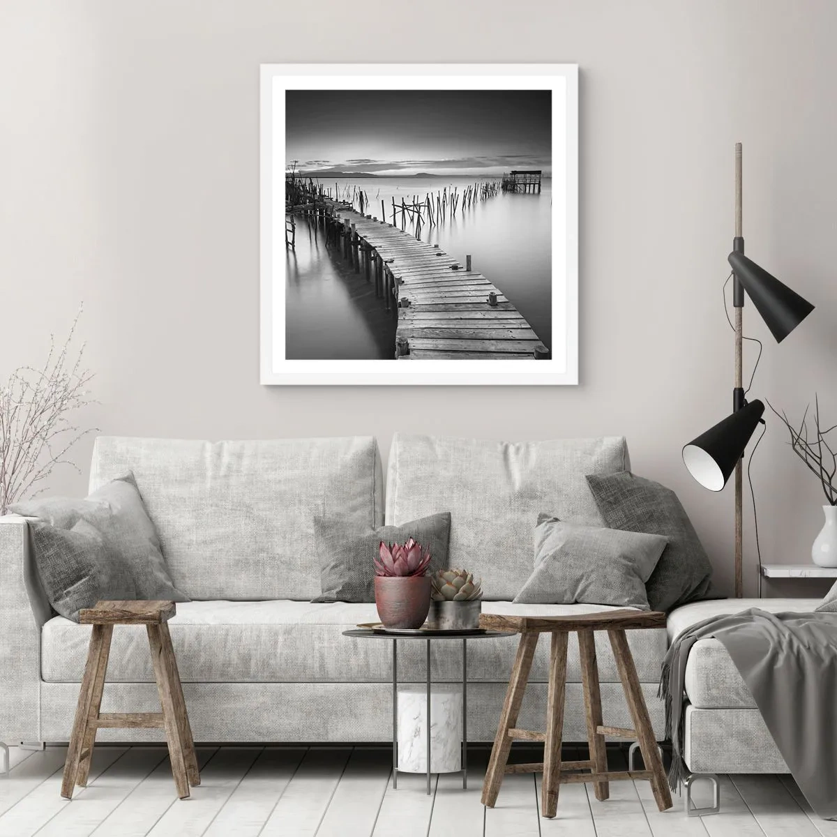 Affiche dans un cadre blanc - Poster - La paix d'un rivage oublié - 40x40 cm