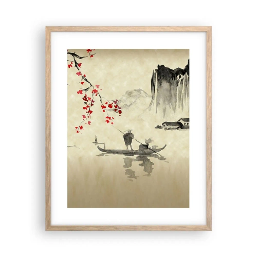 Affiche dans un chêne clair - Poster - Au pays des cerisiers en fleurs - 40x50 cm
