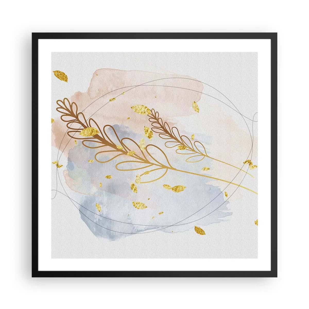 Affiche dans un cadre noir - Poster - Explosion d'or - 60x60 cm