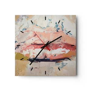 Horloge murale - Pendule murale - Une composition abstraite représentant les lèvres d'une femme aux couleurs pastel. - 30x30cm - Éveil la pensée - Décoration murale moderne pour le salon et la chambre ARTTOR