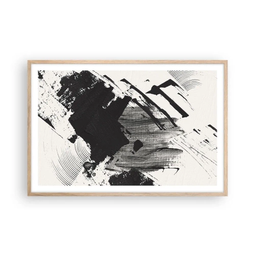 Affiche dans un chêne clair - Poster - Abstraction – expression du noir - 91x61 cm