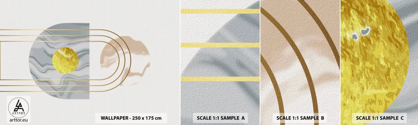 Échantillon de Papier Peint Autocollant Deluxe Sticker - Clareté et brillance - Abstraction, Morceau, Graphique - 100x30 cm