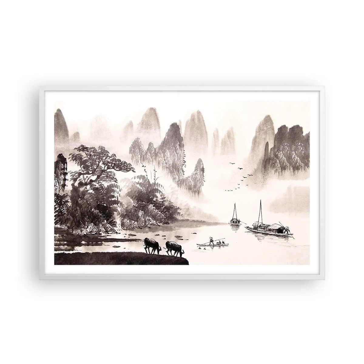 Affiche dans un cadre blanc - Poster - Le quotidien exotique de l'Orient - 91x61 cm