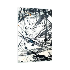 Impression sur verre - Image sur verre - Motif de peinture abstraite avec des lignes et des taches dynamiques - 80x120cm - Ca a du sens ou ça n'en a pas ? - Décoration murale moderne pour le salon et la chambre ARTTOR