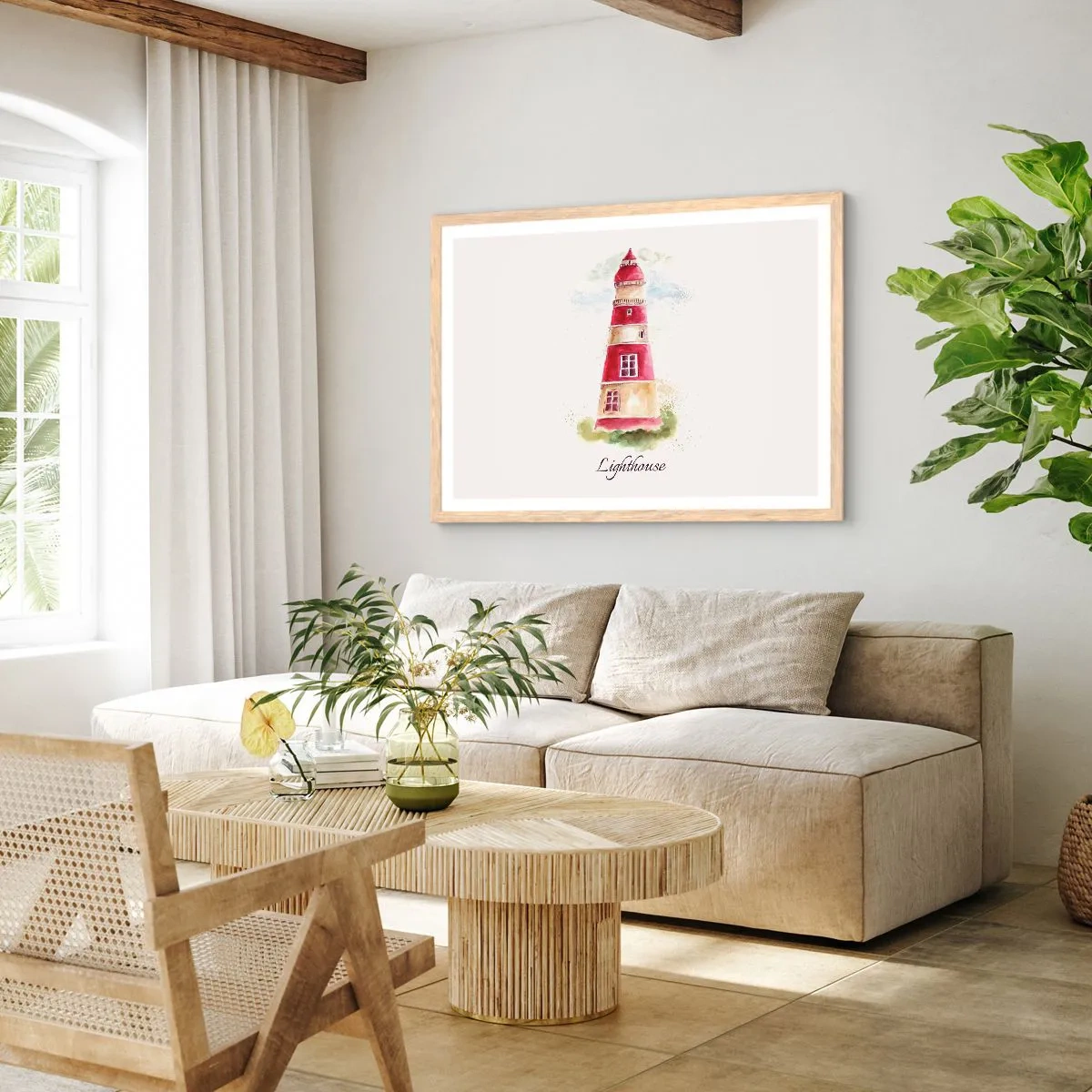 Affiche dans un chêne clair - Poster - Il y a toujours beau temps autour - 100x70 cm