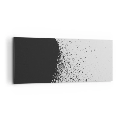 Impression sur toile - Image sur toile - Motif abstrait avec des particules noires sur un fond clair - 120x50cm - Mouvement des molécules - Décoration murale moderne pour le salon et la chambre ARTTOR