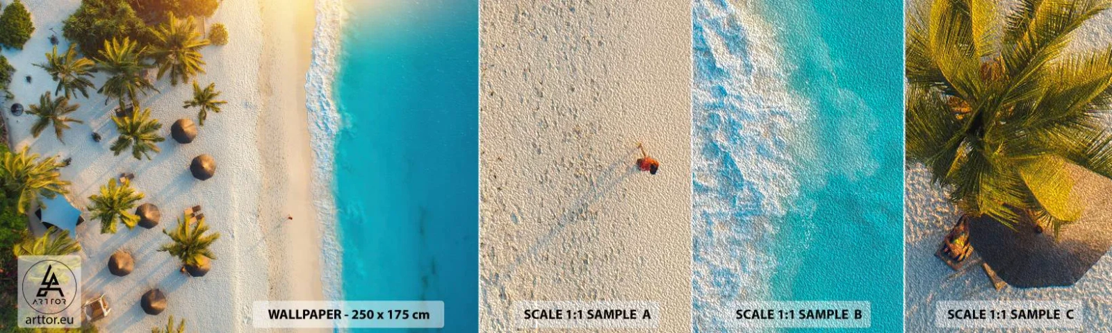 Échantillon de Papier Peint Premium Sand - Bienvenue au paradis - Plage, palmiers, Exotisme - 100x30 cm