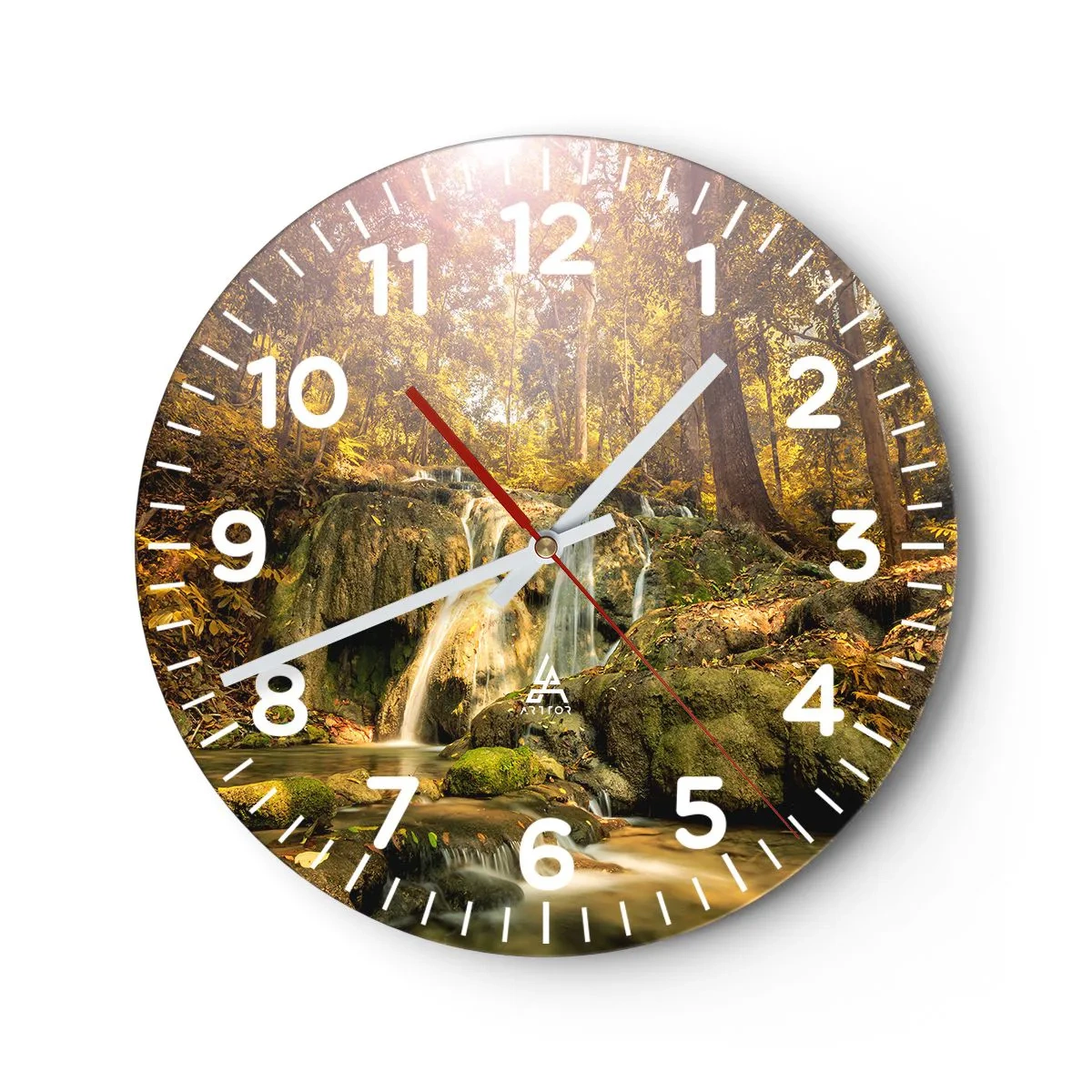 Horloge murale - Pendule murale - Cascade de forêt en vert - 40x40 cm