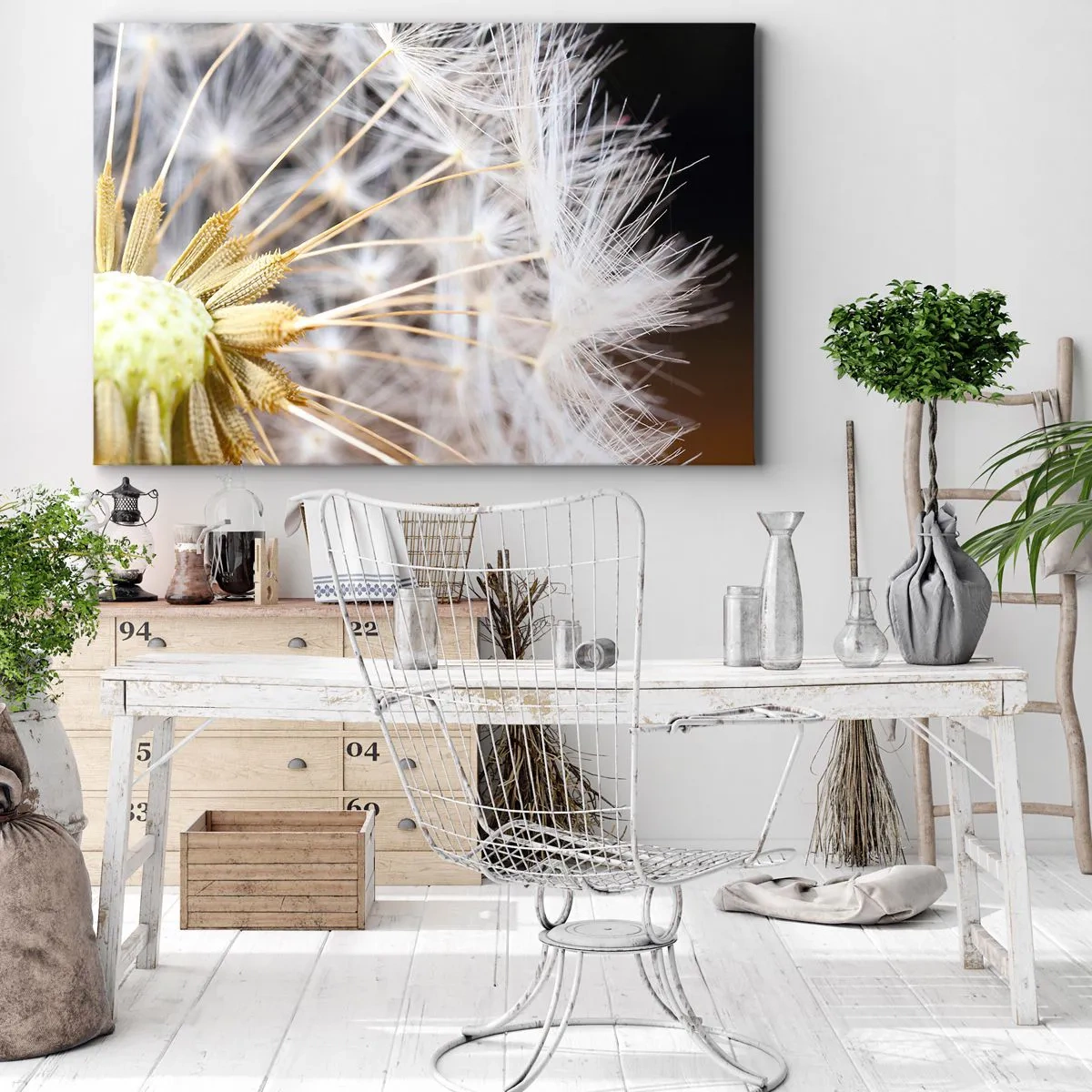 Impression sur toile - Image sur toile - Photographie macro d'un pissenlit aux graines délicates - 100x70cm - Juste avant le départ - Décoration murale moderne pour le salon et la chambre ARTTOR