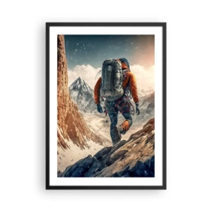 Affiche dans un cadre noir - Poster - Escalade en montagne parmi des sommets majestueux - 50x70cm - Guerrier solitaire - Décoration murale moderne pour le salon et la chambre ARTTOR