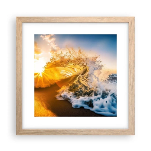 Affiche dans un chêne clair - Poster - S'amuser dans le sable - 30x30 cm