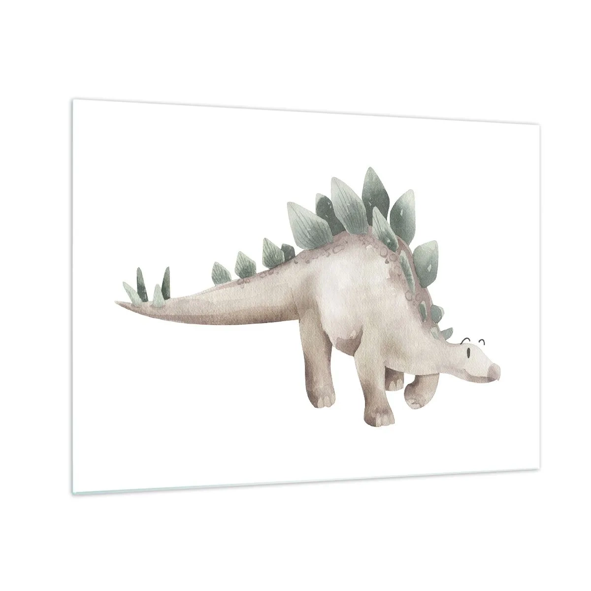 Impression sur verre - Image sur verre - Un dinosaure mignon aux couleurs pastel sur fond blanc - 70x50cm - Votre ami - Décoration murale moderne pour le salon et la chambre ARTTOR