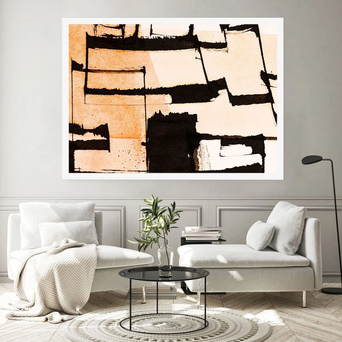 Affiche - Poster - Motifs géométriques dans les tons marron et beige - 100x70cm - De l’ordre malgré tout - Décoration murale moderne pour le salon et la chambre ARTTOR