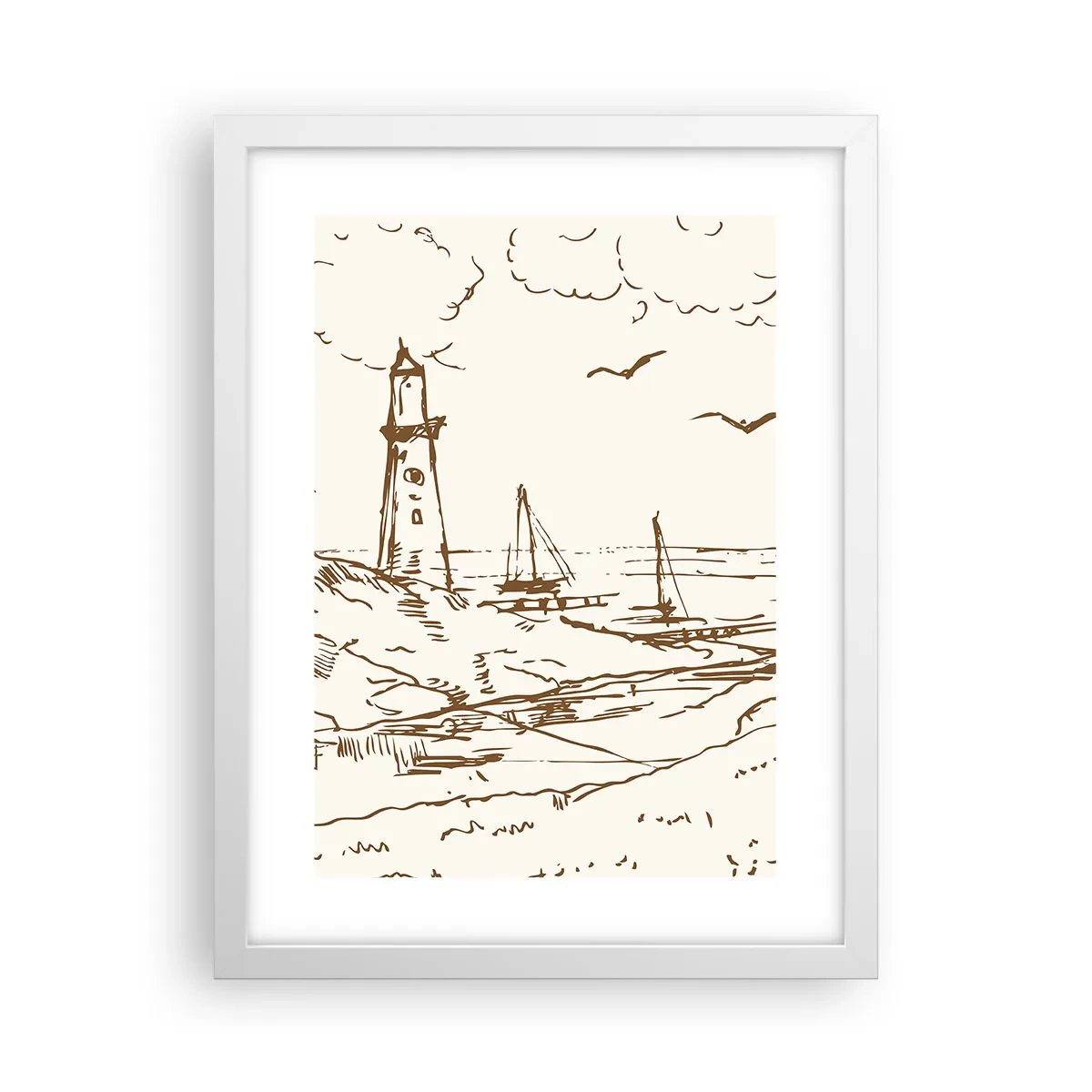 Affiche dans un cadre blanc - Poster - Esquisse de souvenirs d'été - 30x40 cm