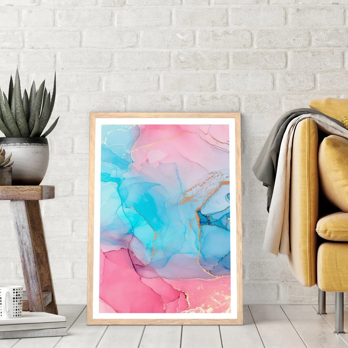 Affiche dans un chêne clair - Poster - Rencontre et mélange - 50x70 cm