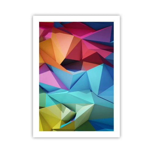 Affiche - Poster - Abstraction géométrique colorée avec des triangles - 50x70cm - Origami arc-en-ciel - Décoration murale moderne pour le salon et la chambre ARTTOR