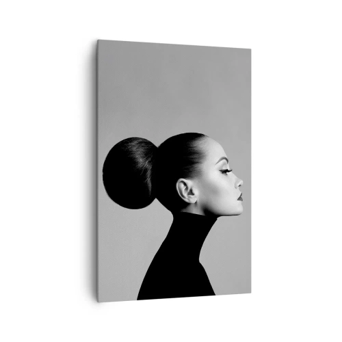 Impression sur toile - Image sur toile - Profil d'une femme en noir et blanc avec un chignon élégant - 80x120cm - Néfertiti moderne - Décoration murale moderne pour le salon et la chambre ARTTOR