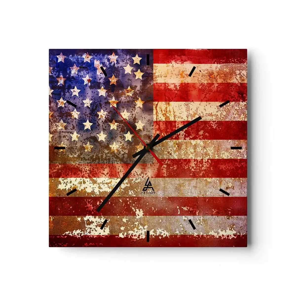 Horloge murale - Pendule murale - Drapeau américain stylisé avec un effet vieilli - 30x30cm - La gloire ne s'efface pas - Décoration murale moderne pour le salon et la chambre ARTTOR