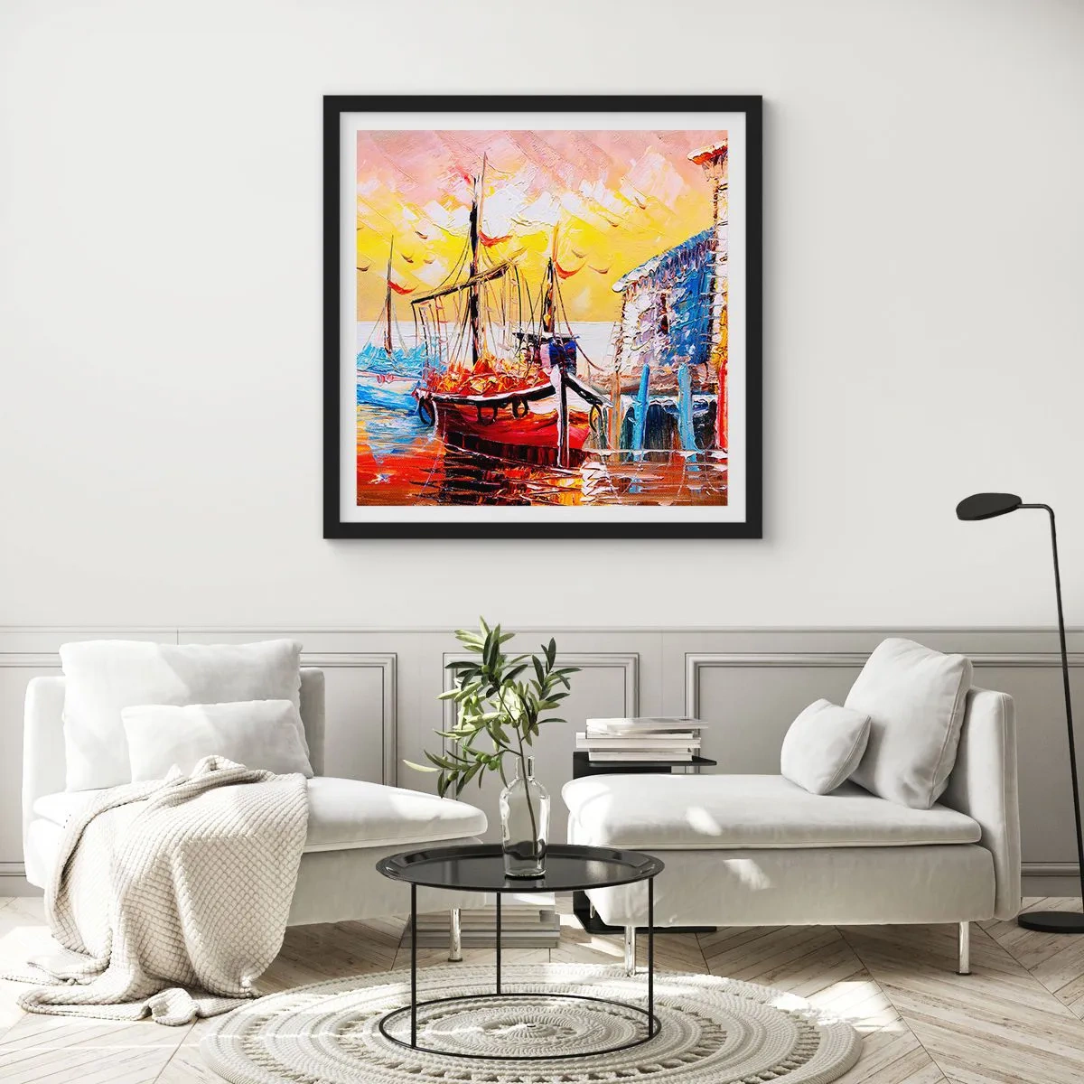 Affiche dans un cadre noir - Poster - Bon retour - 40x40 cm