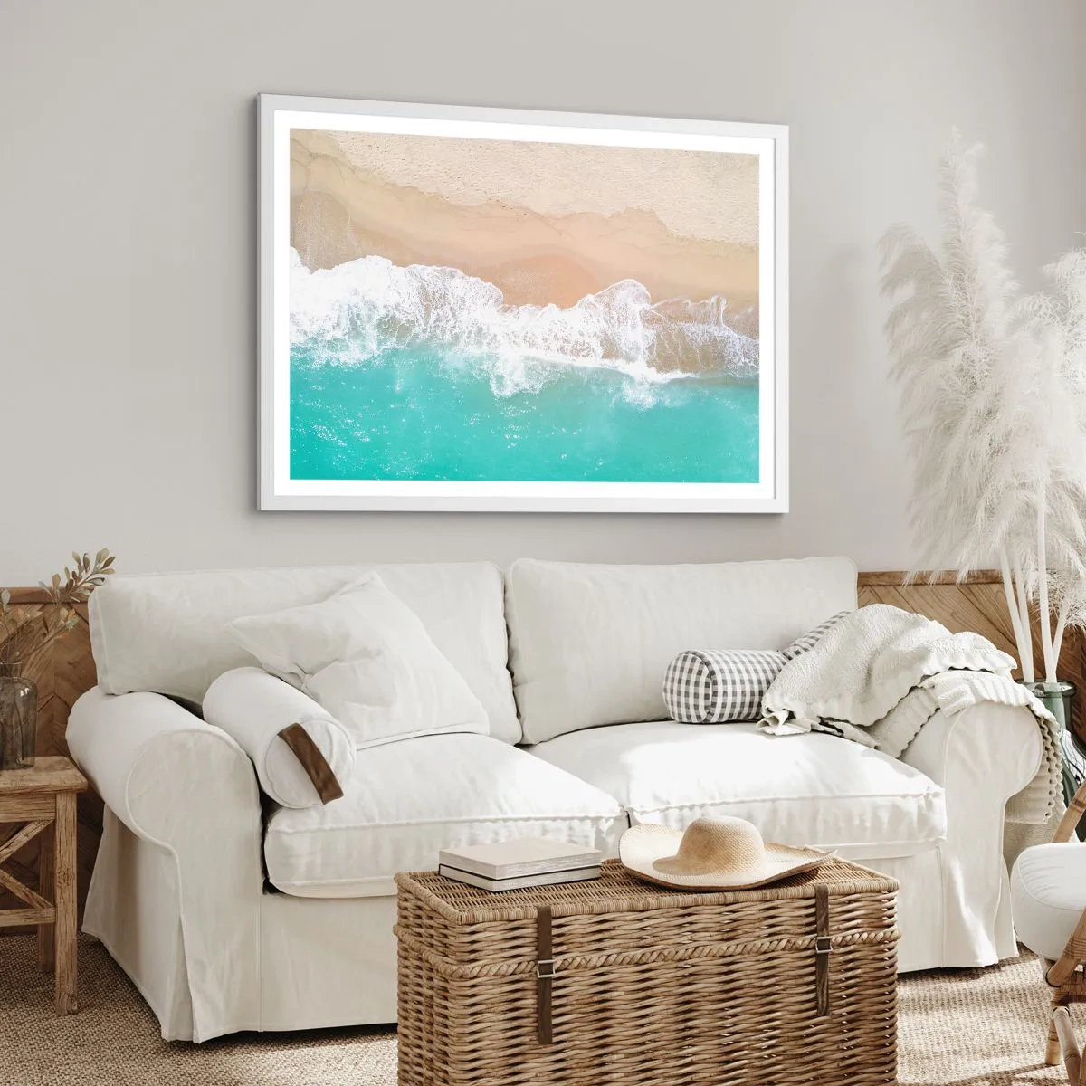Affiche dans un cadre blanc - Poster - Caresse de l'océan - 91x61 cm