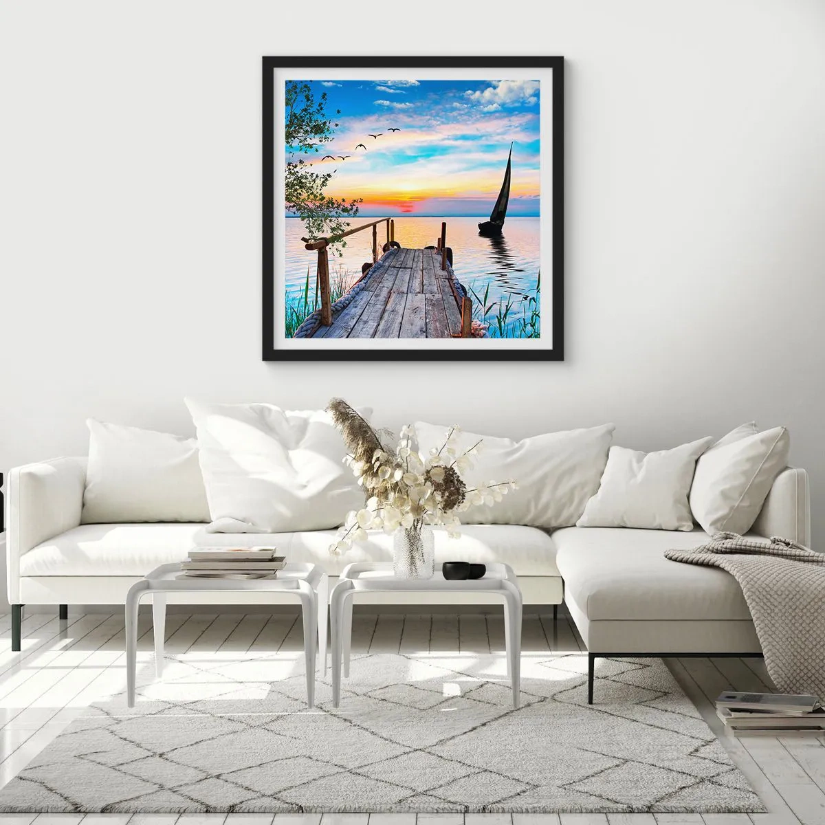 Affiche dans un cadre noir - Poster - Bonsoir! - 50x50 cm