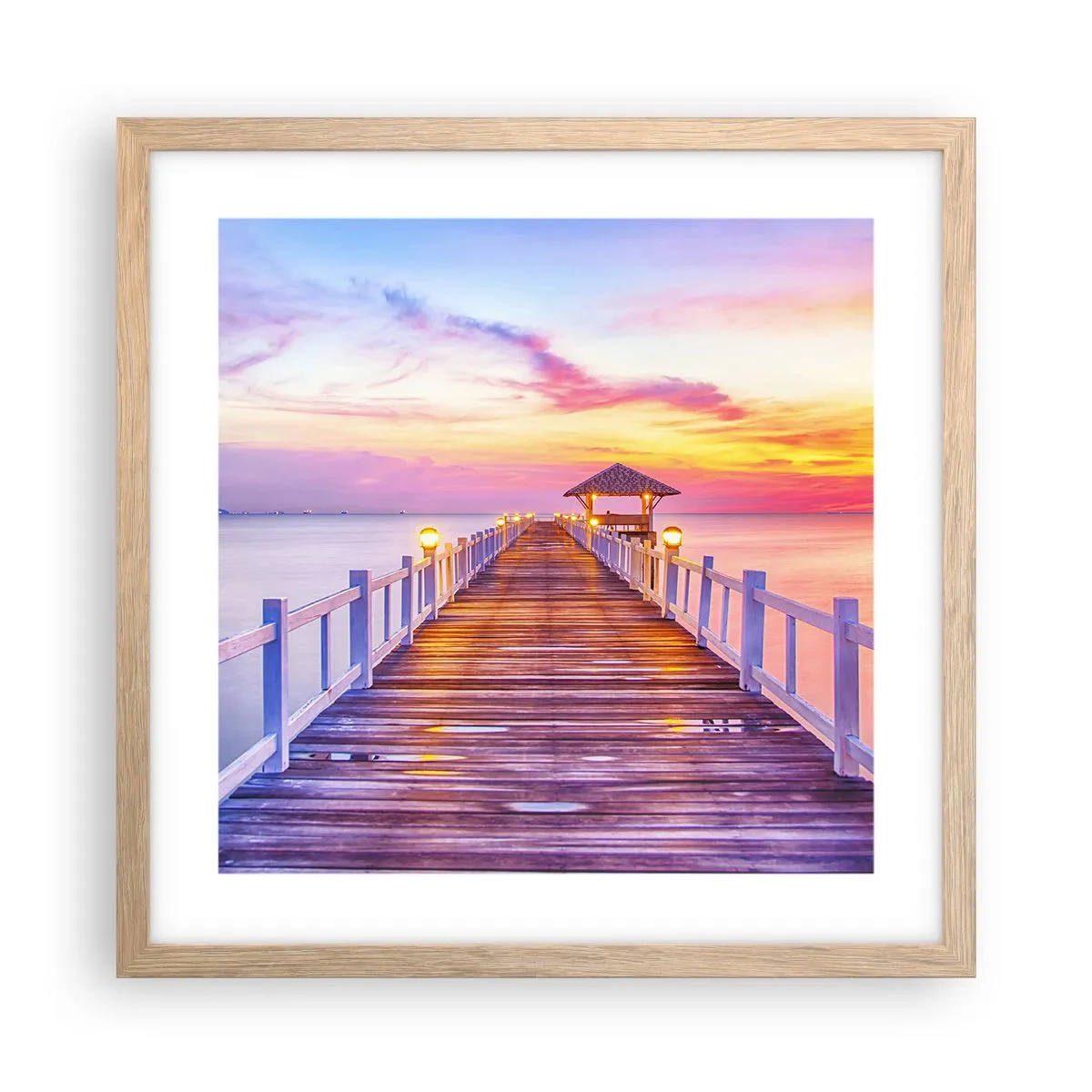 Affiche dans un chêne clair - Poster - Le silence lilas-doré du soir - 40x40 cm