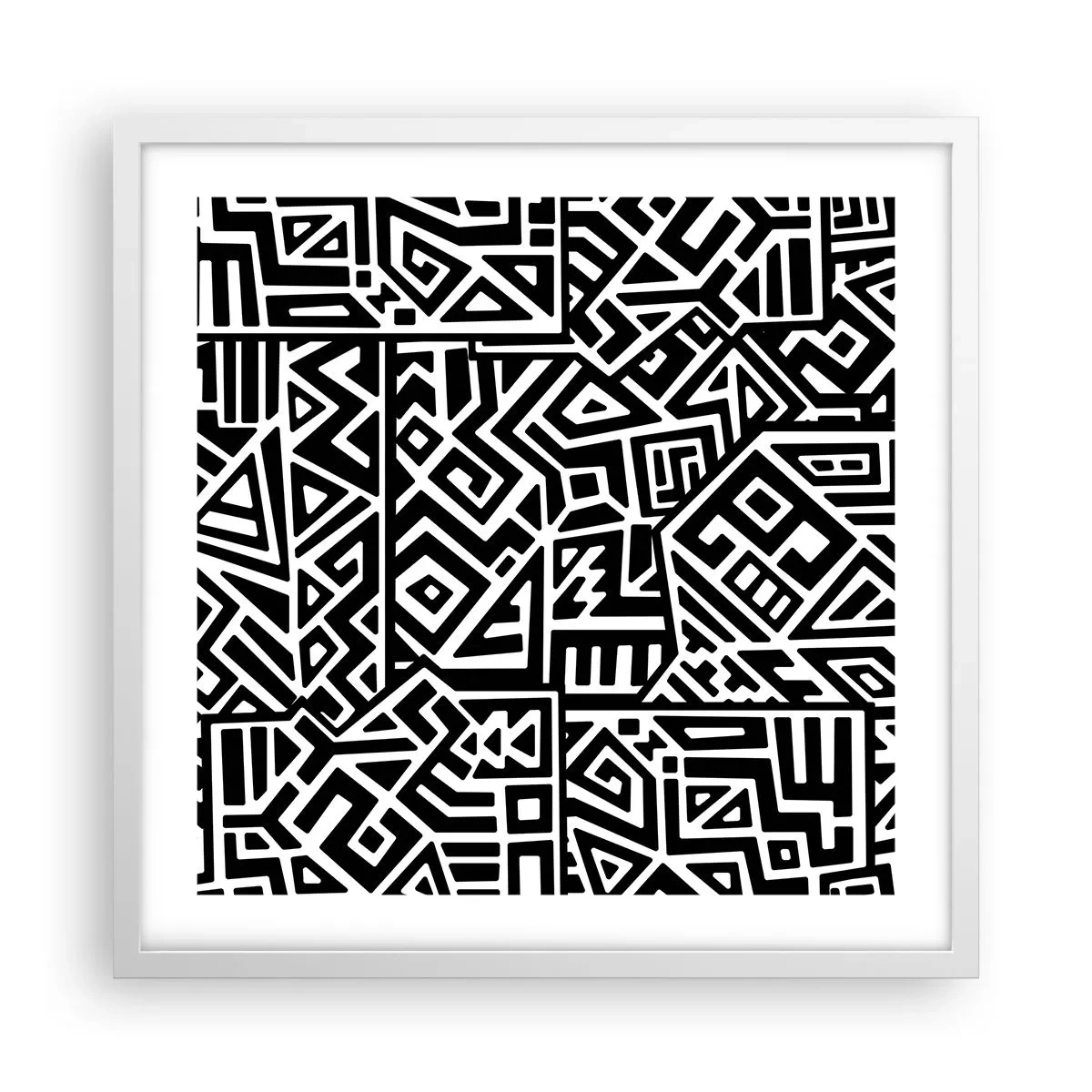 Affiche dans un cadre blanc - Poster - Composition précolombienne - 50x50 cm
