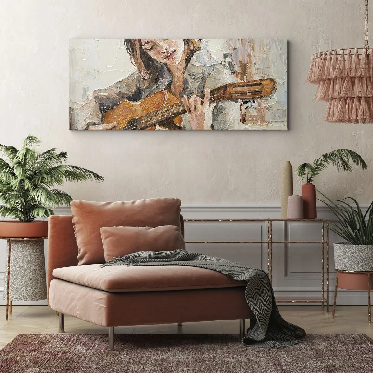 Impression sur toile - Image sur toile - Concerto pour guitare et coeur de fille - 90x30 cm